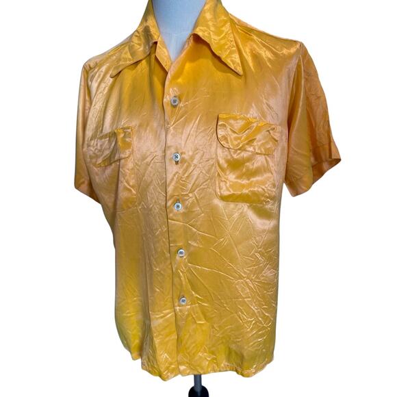 Vintage 40s/50s Men's SATIN Bowling Shirt "1" Embroidered on the Back M L - Picture 3 of 9